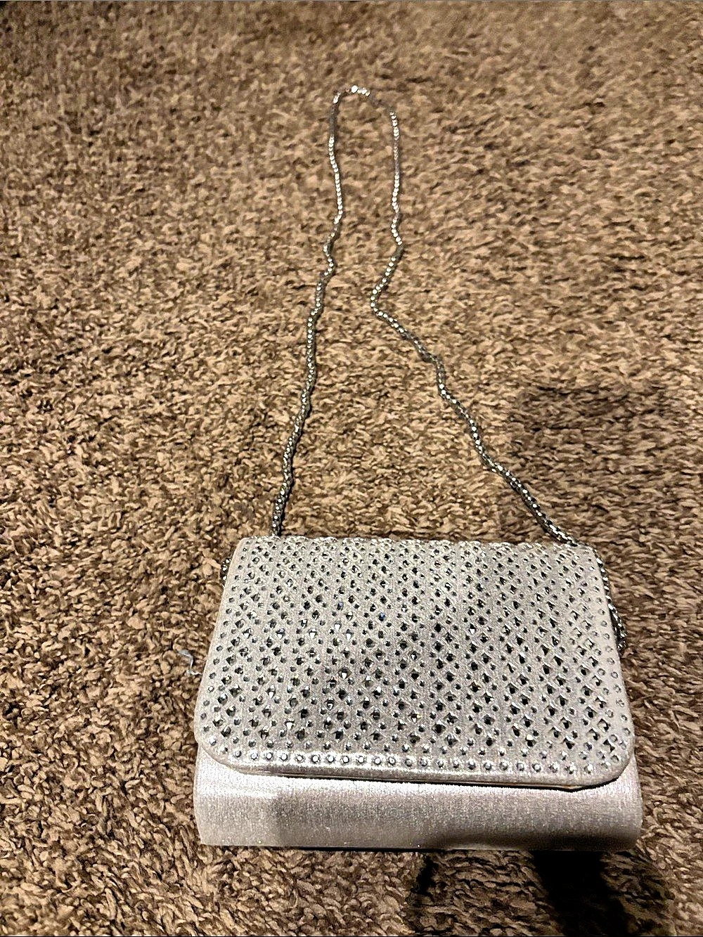 Rhinestone Evening Clutch in Silver Like New